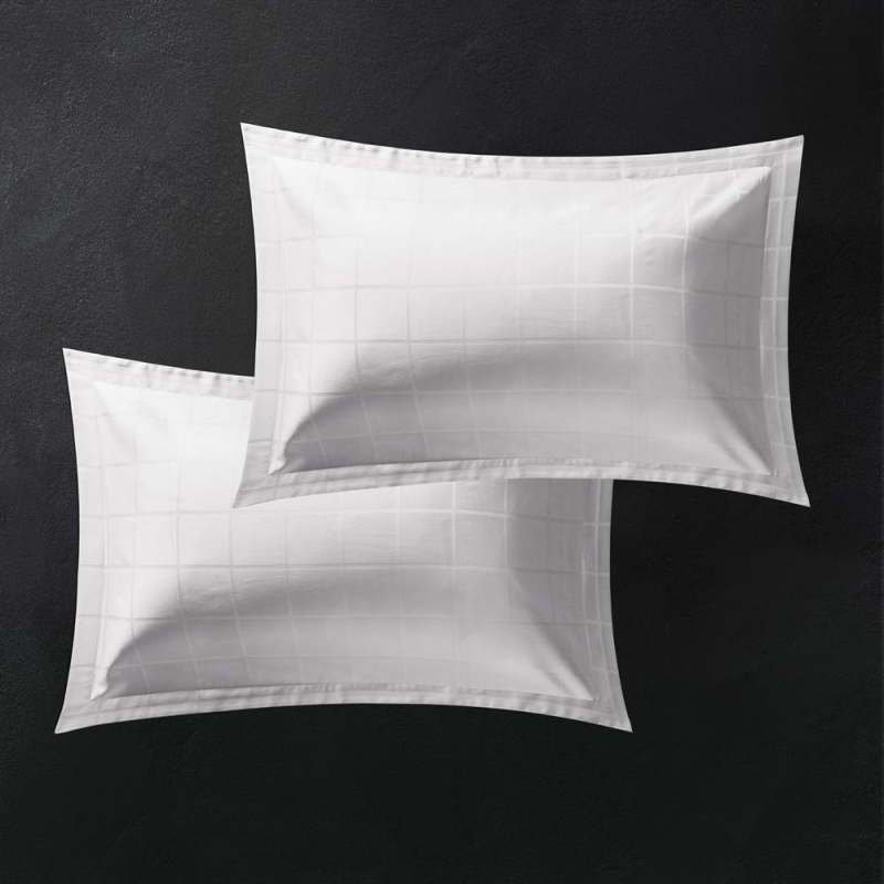 Taies d'oreiller satin blanc carreaux callista 50x75 cm Taies d'oreiller satin blanc carreaux callista 50x75 cm