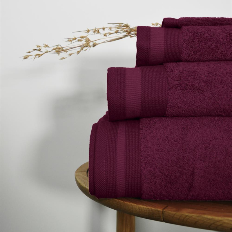 Drap de bain 70x140 cm couleur aubergine PENELOPE zoom