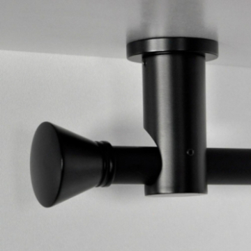 Tringle tube embout rond noir Jaen support plafond Tringle tube embout rond noir Jaen support plafond