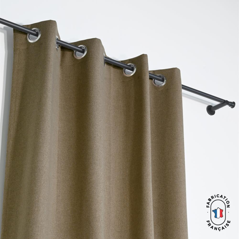 Rideau à oeillets tamisant en tissu DOLLY effet laine Col. Taupe Rideau à oeillets tamisant en tissu DOLLY effet laine Col. Taupe