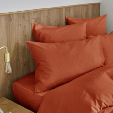 Lot de 2 taies d’oreiller Hestia satin de coton uni caramel 50x75 cm