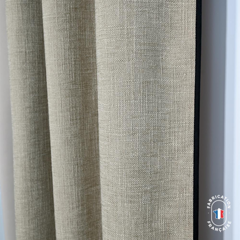 Rideau à oeillets occultant en tissu HAMOR effet lin Col. Sable