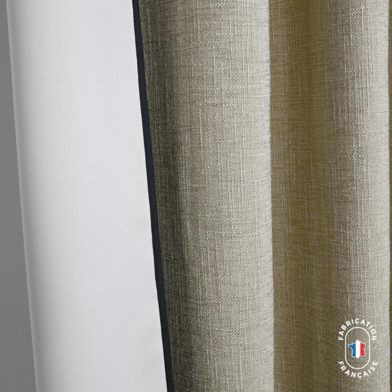 Rideau à oeillets occultant en tissu HAMOR effet lin Col. Sable