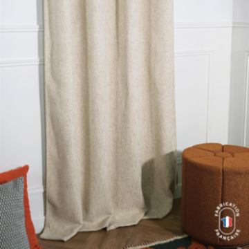 Rideau à oeillets tamisant en tissu HORACE effet lin Col. Ecru