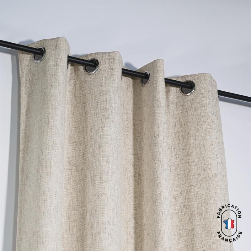 Rideau à oeillets tamisant en tissu HORACE effet lin Col. Ecru
