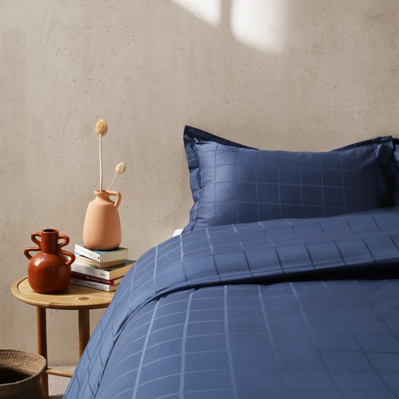 Housse de couette satin callista indigo 140x200 cm