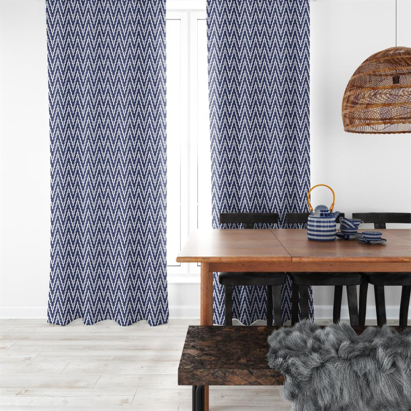 Rideau CALANQUE à motifs géométriques coloris Marine