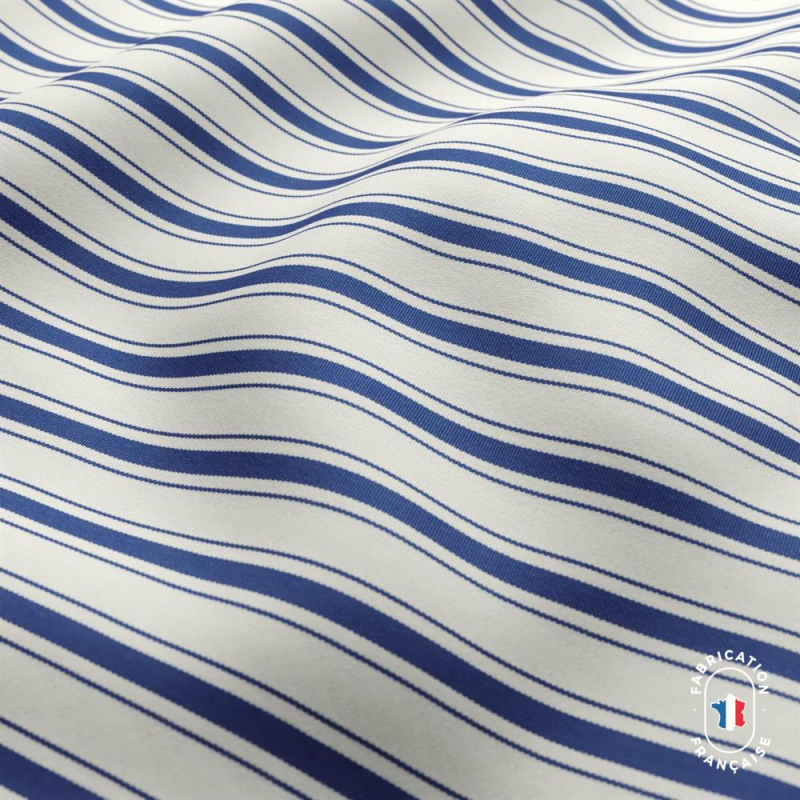 Zoom matière tissu FARNIENTE à rayures coloris Outremer
