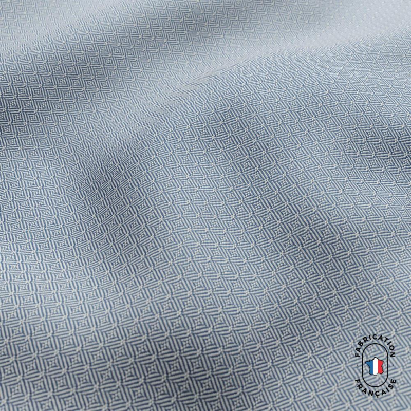Zoom matière tissu VOILIER à motifs géométriques coloris Horizon