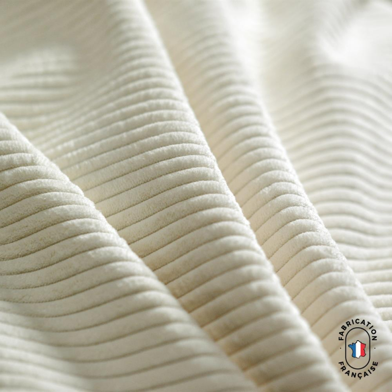 Tissu velours côtelé écru