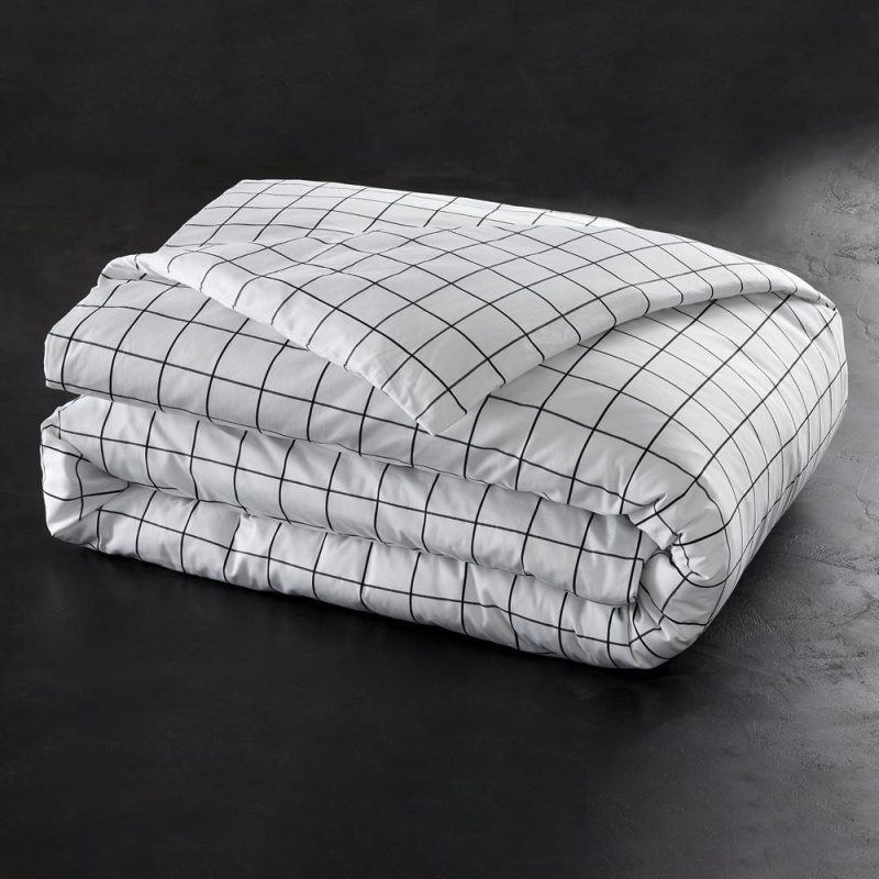 Housse de couette à carreaux noir et blanc Atlas 140x200 cm pliée