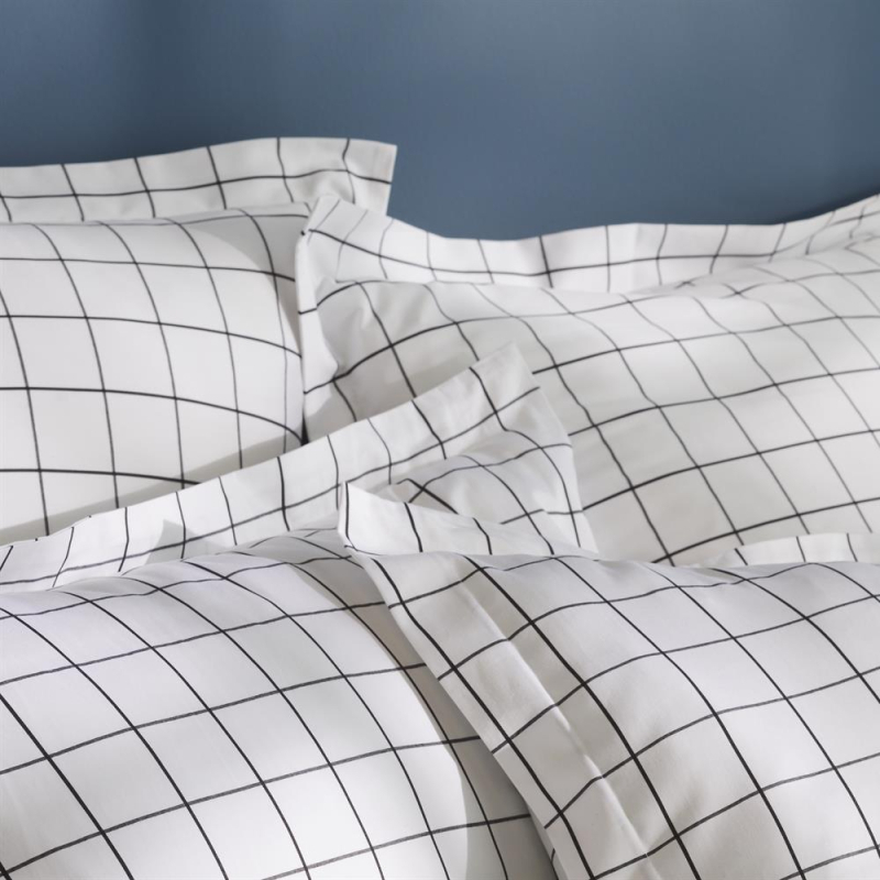 2 taies d'oreiller à carreaux noir et blanc Atlas 50x75 cm zoom