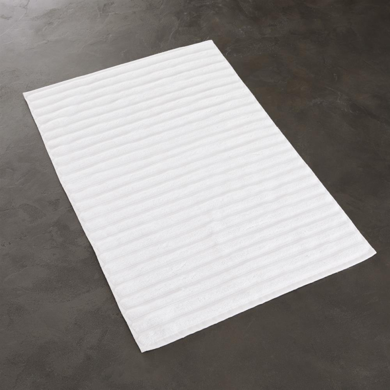 Tapis de bain blanc à vagues Olympe - 850 g - 50x75 cm