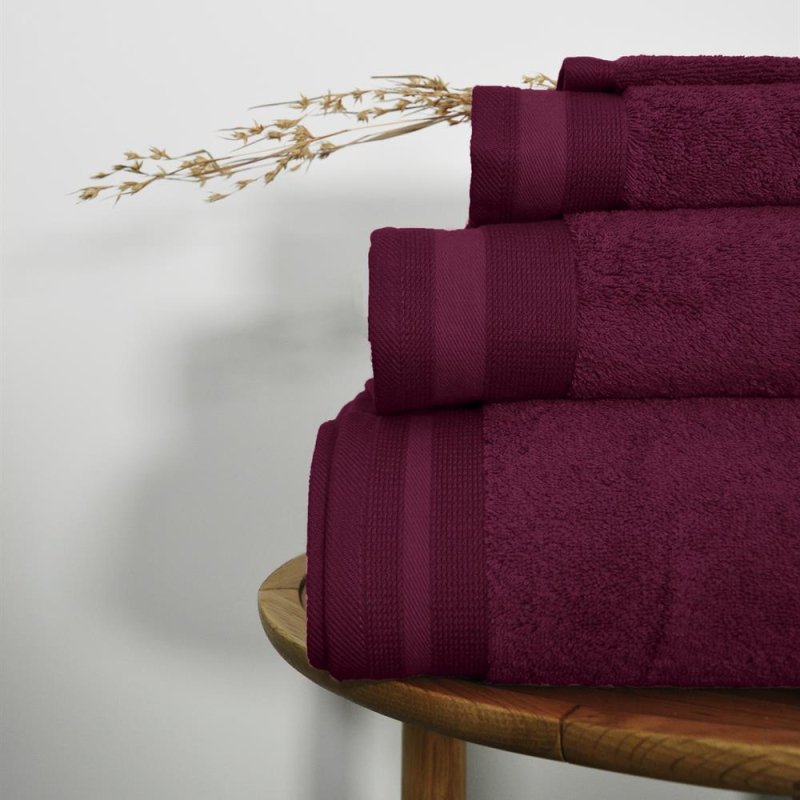Maxi drap de bain 100x150 cm couleur aubergine PENELOPE zoom