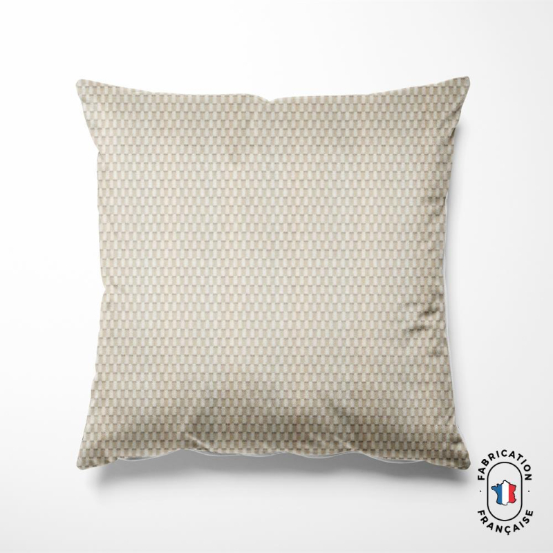 Coussin en velours chenillé à carreaux