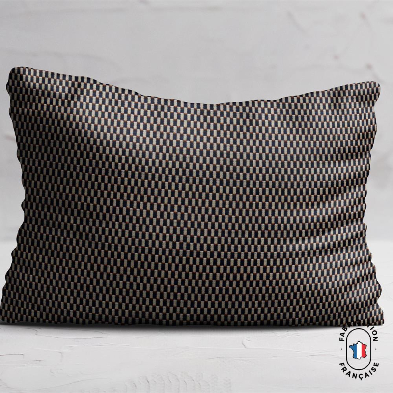 Coussin en velours chenillé à carreaux
