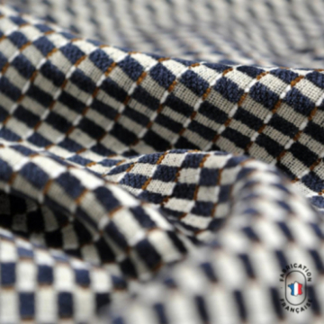 Coussin en velours chenillé à carreaux