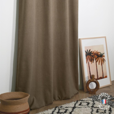 Rideau à oeillets tamisant en tissu HORACE effet laine Col. Taupe