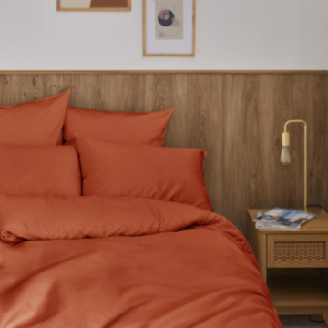 Zoom Housse de couette Hestia en satin de coton uni caramel