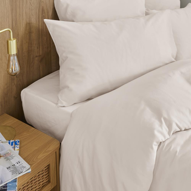 Housse de couette Hestia en satin de coton uni sable