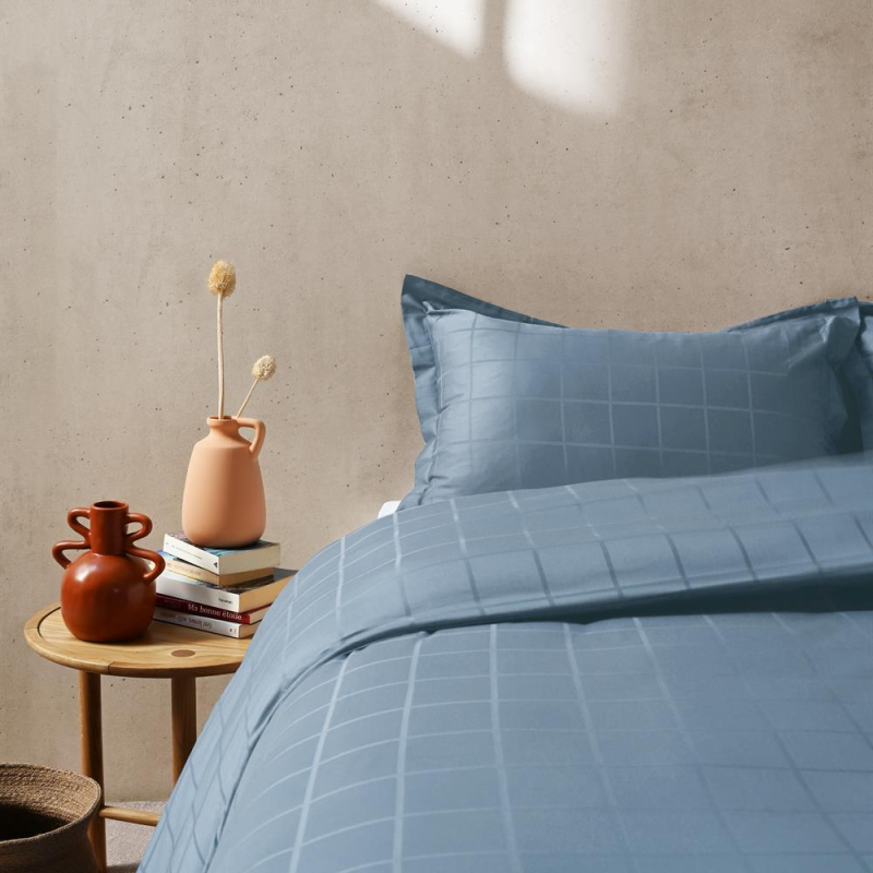 taies d'oreiller satin callista ice blue 50x75 cm