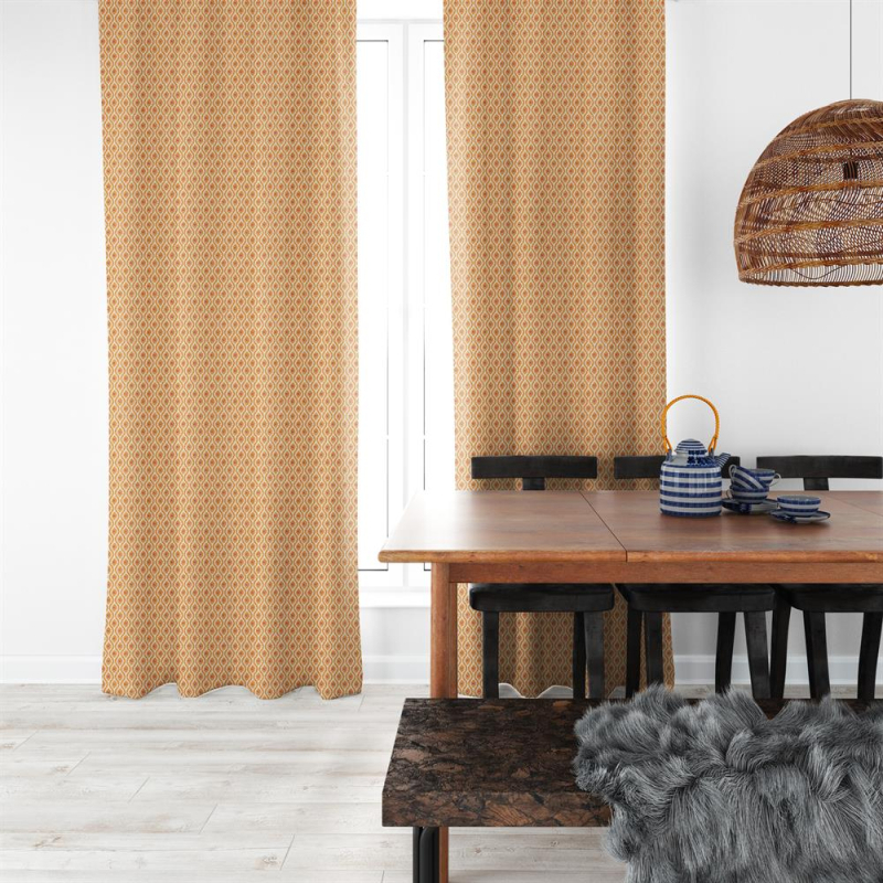 Rideau BOSSANOVA à formes géométriques coloris Tangerine