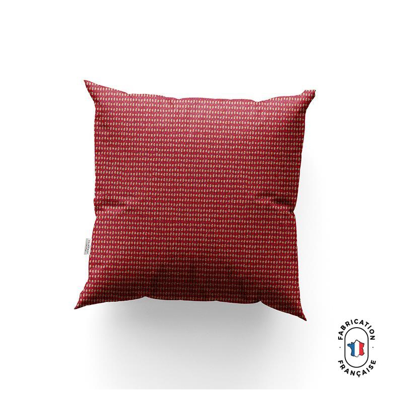 Coussin PRAIA en jacquard faux uni coloris Hibiscus