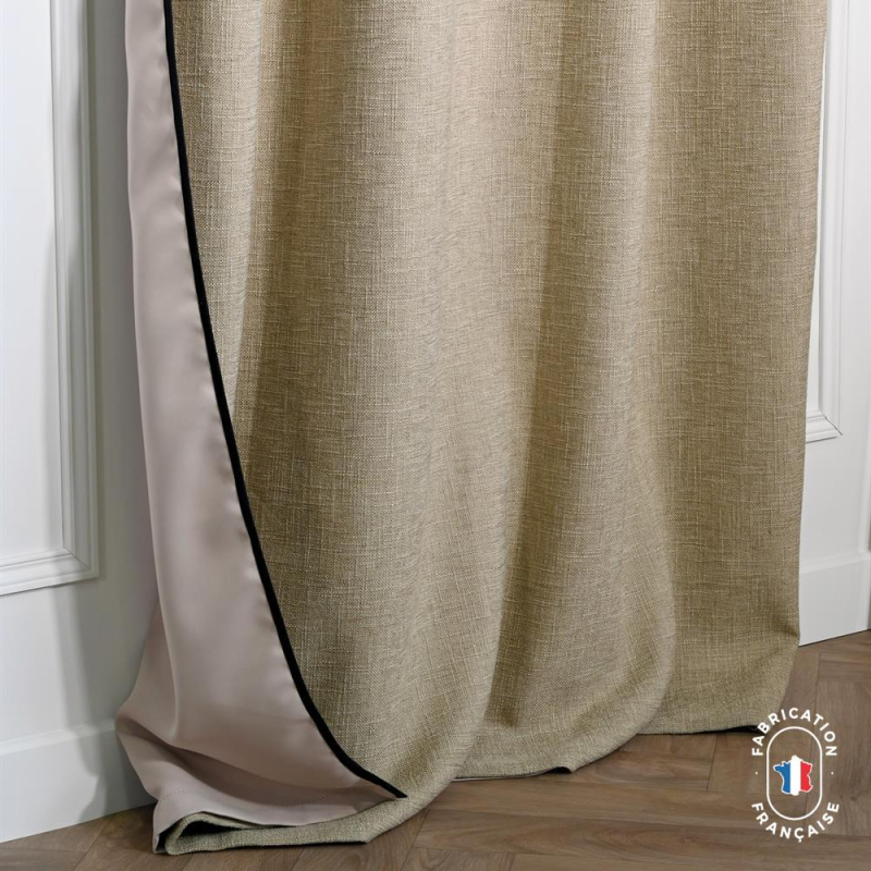 Rideau à oeillets occultant en tissu HAMOR effet lin Col. Sable