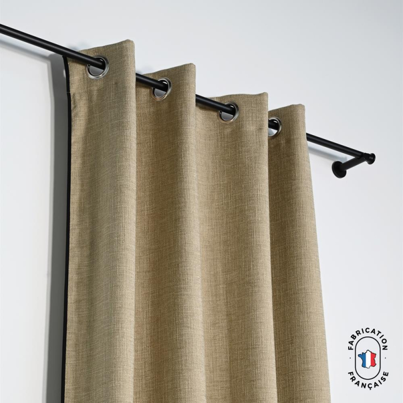 Rideau à oeillets occultant en tissu HAMOR effet lin Col. Sable