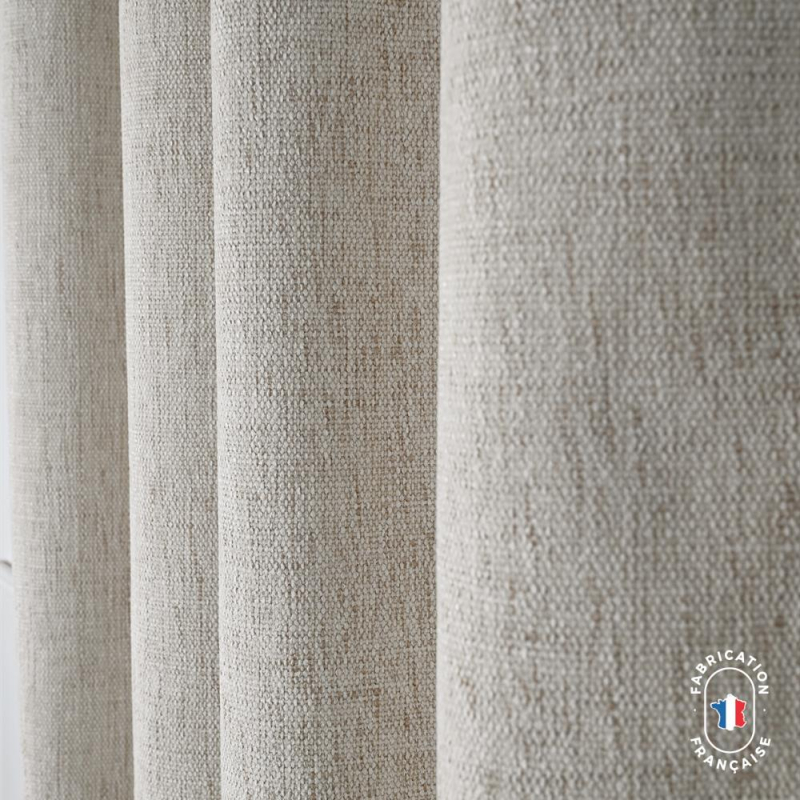 Rideau à oeillets tamisant en tissu HORACE effet lin Col. Ecru