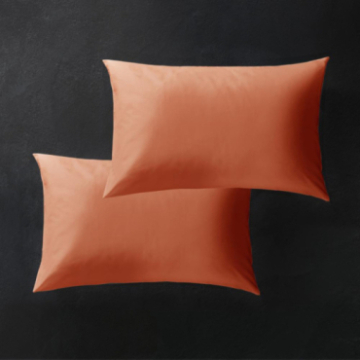 Lot de 2 taies d’oreiller Hestia satin de coton uni caramel 50x75 cm