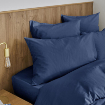 Taie d'oreiller Hestia en satin de coton uni bleu indigo 50x75 cm