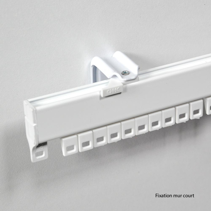 Tringle 1 rail laqué blanc fixation mur court