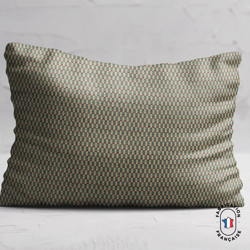 Coussin en velours chenillé à carreaux