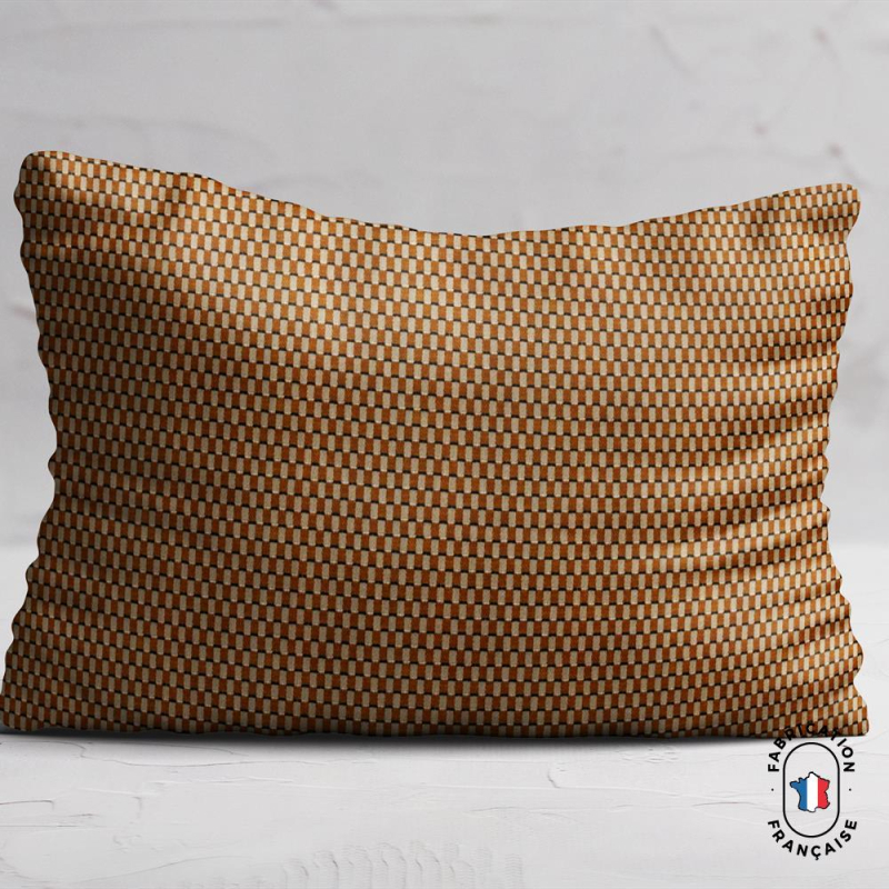 Coussin en velours chenillé à carreaux