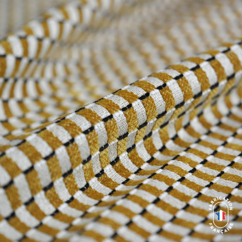 Coussin en velours chenillé à carreaux