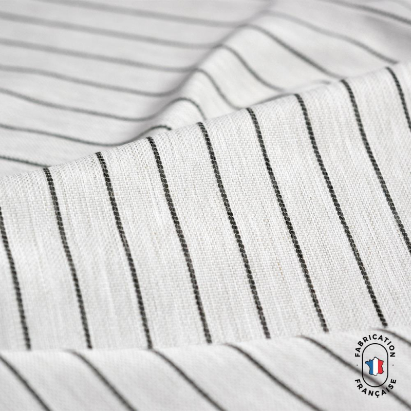 Coussin à rayures effet lin