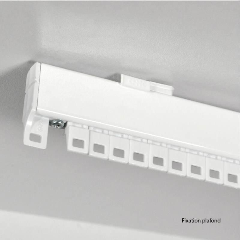 Tringle 1 rail laqué blanc fixation plafond
