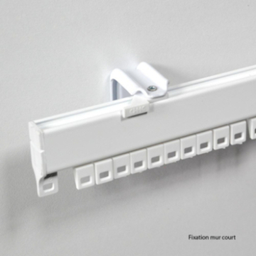 Tringle 1 rail laqué blanc fixation mur court