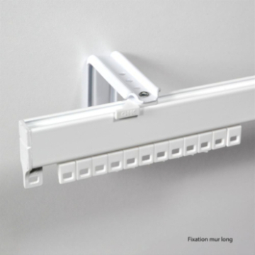 Tringle 1 rail laqué blanc fixation mur long
