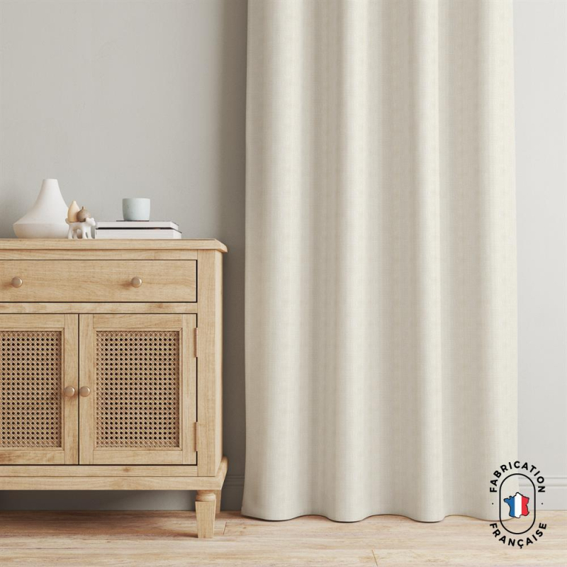 Rideau Tissu velours chenillé coloris blanc