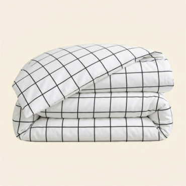 Housse de couette à carreaux noir et blanc Atlas 140x200 cm pliée