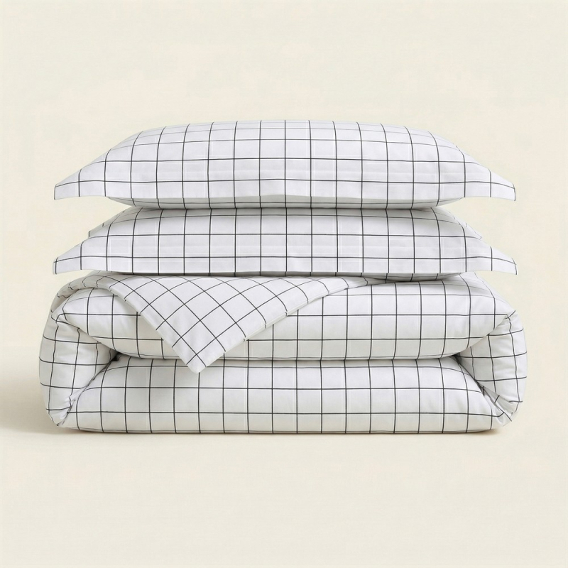 Parure de lit à carreaux noir et blanc ATLAS
