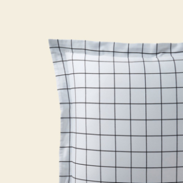 Taie d'oreiller noir et blanc en coton à carreaux ATLAS