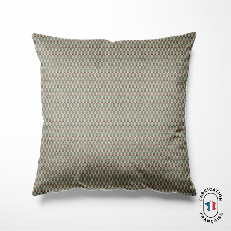 Coussin en velours chenillé à carreaux