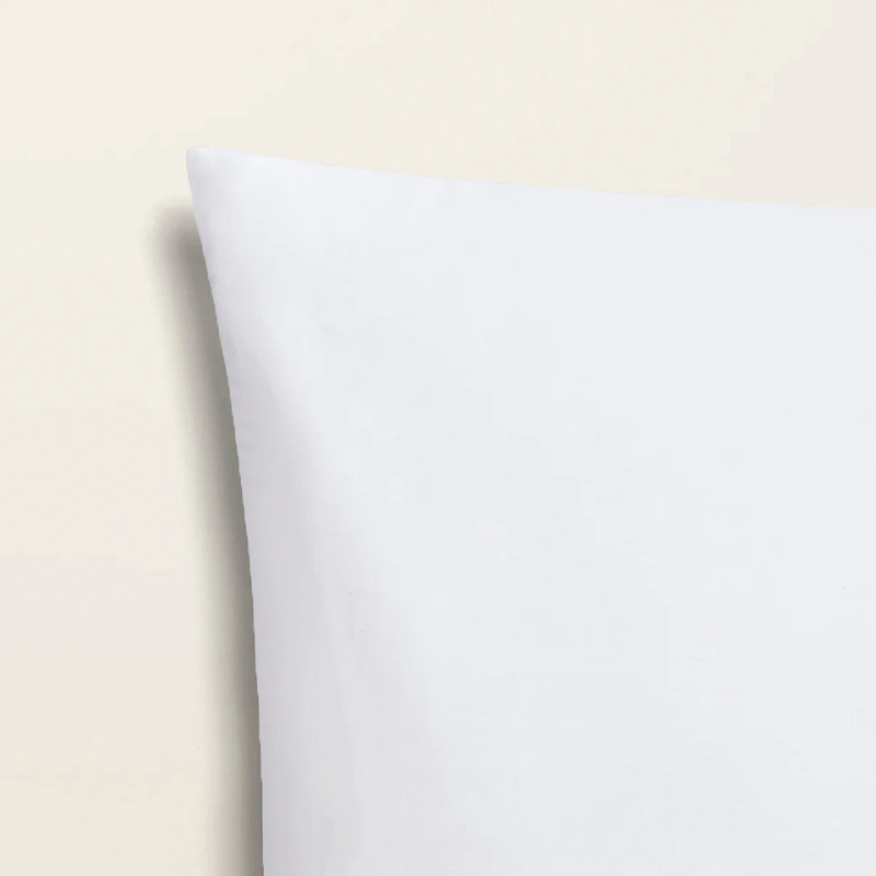 Lot de 2 taies d’oreiller satin de coton uni blanc 50x75 cm Hestia