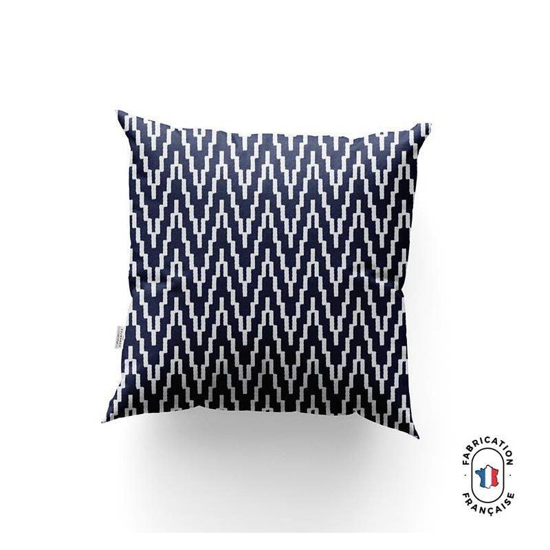 Coussin CALANQUE en jacquard à motifs géométrique pour l'extérieur coloris Marine