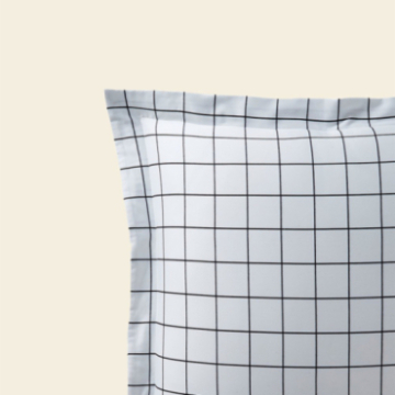 Taie d'oreiller noir et blanc en coton à carreaux ATLAS