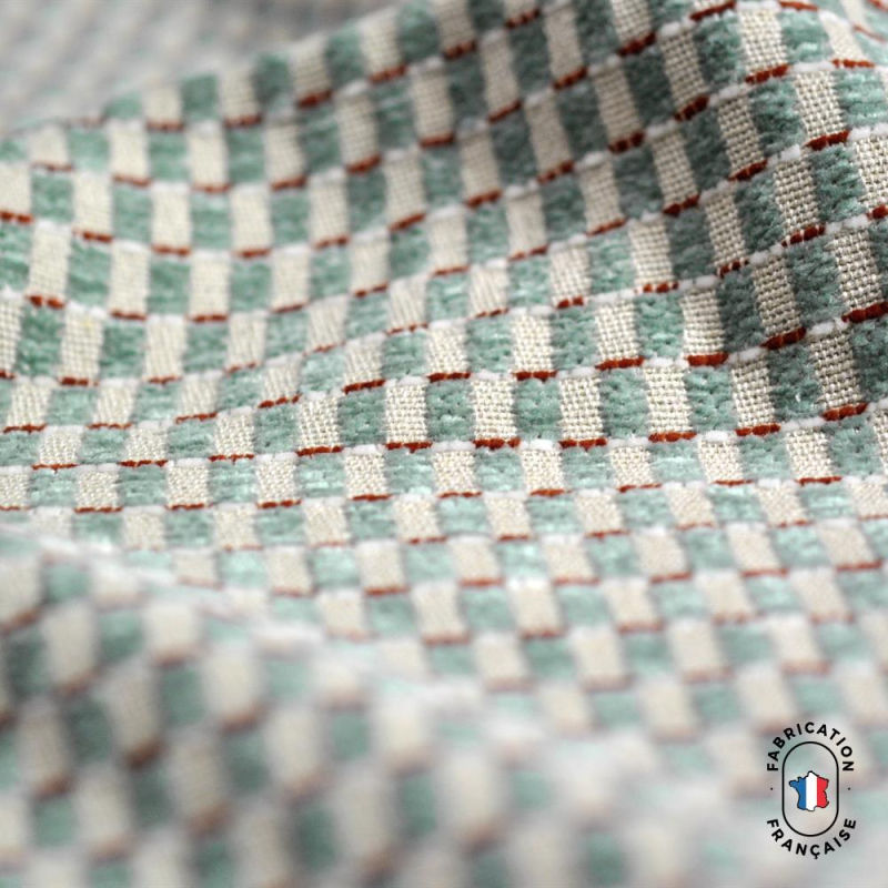Coussin en velours chenillé à carreaux