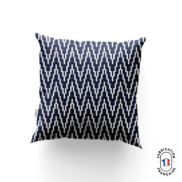 Coussin CALANQUE en jacquard à motifs géométrique pour l'extérieur coloris Marine